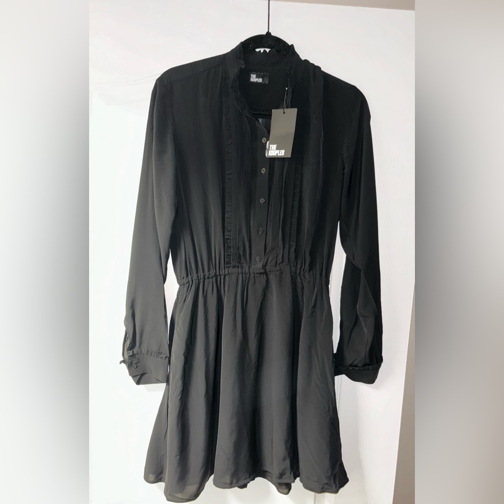 The Kooples NWT Women’s Short Black Dress Size XS long sleeved cinch waist dress